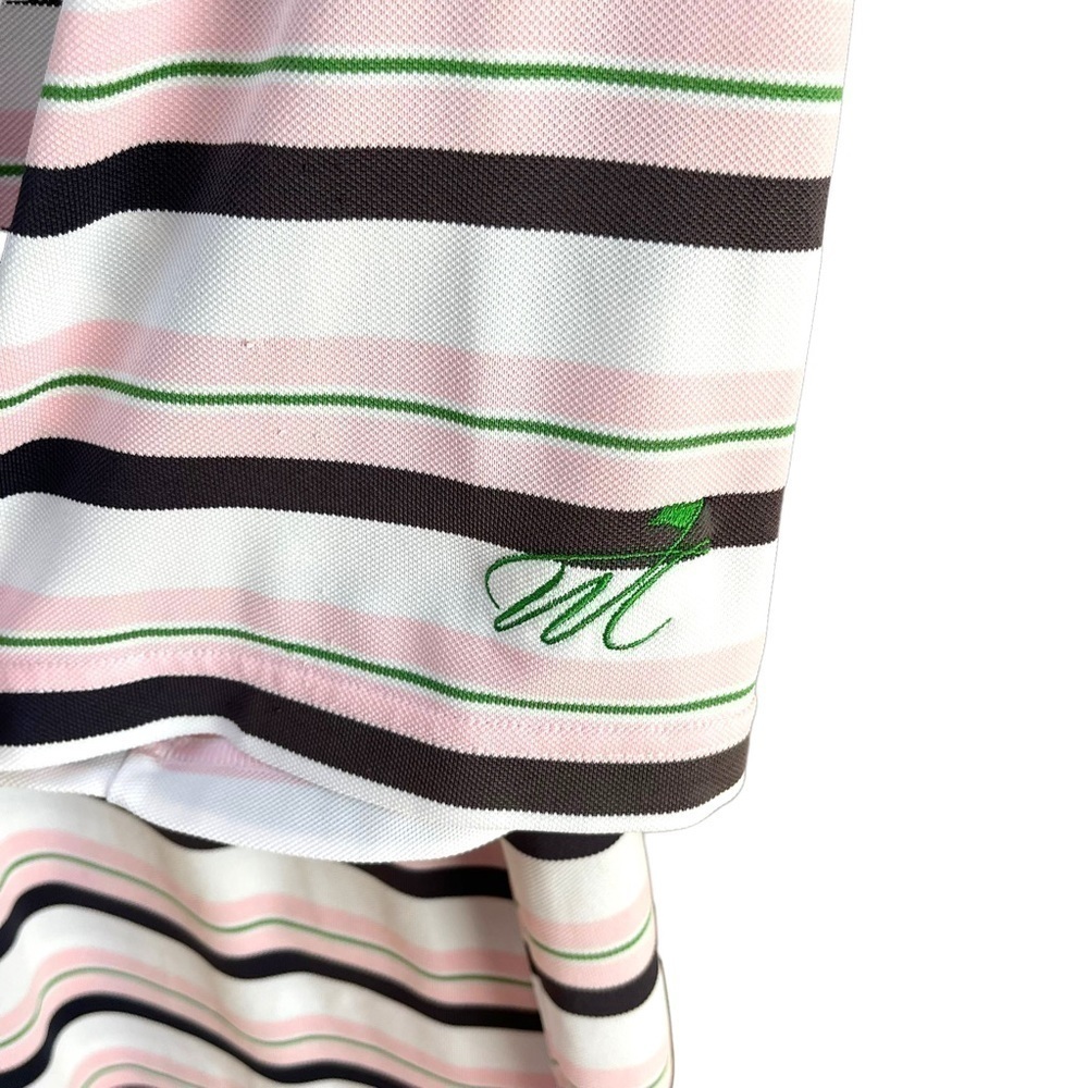FootJoy Golf Polo Short Sleeve Collar Pink Black White Striped Mens Size Medium - Picture 5 of 6